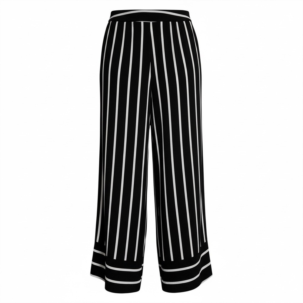 Day to Day Black White‎ Stripe Wide Leg Cropped Pants Women's Size 6